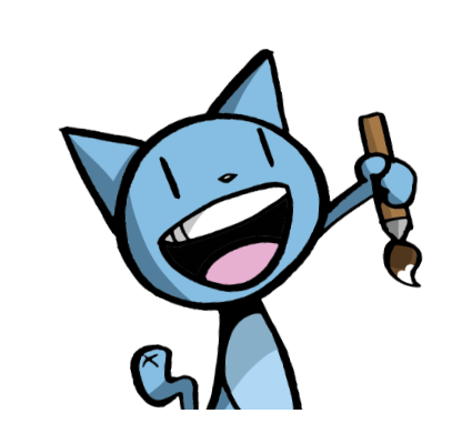 The Phoenix's smiling blue cartoon cat holding a paintbrush
