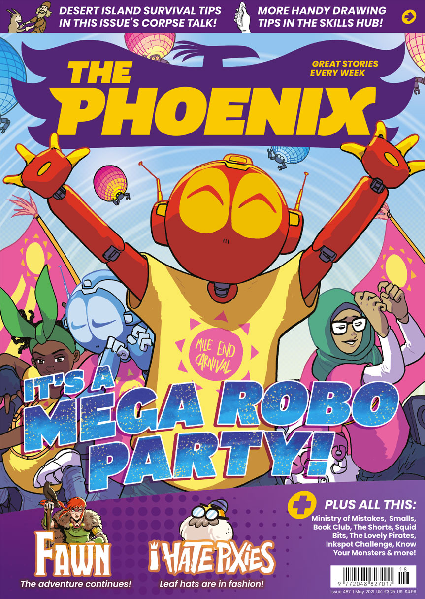 Archive Phoenix cover featuring a colourful Mega Robo party